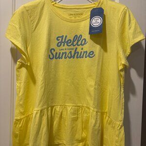 Life is Good Short Sleeve Crusher Peplum Top “Hello Sunshine” - NWT